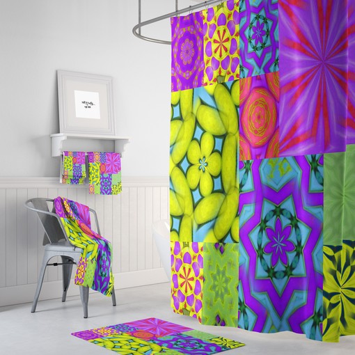 Colorful Boho Shower Curtain Set for Vibrant Bathroom Decor