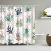 Colorful Cactus Desert Shower Curtain, Customizable Size, Botanical Floral Print Fabric Bathroom Curtain