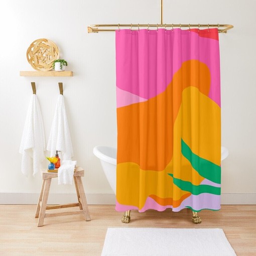 Colorful Disney Tropical Boho Shower Curtain - Abstract Decor with Eco-Friendly Material and Hooks Included