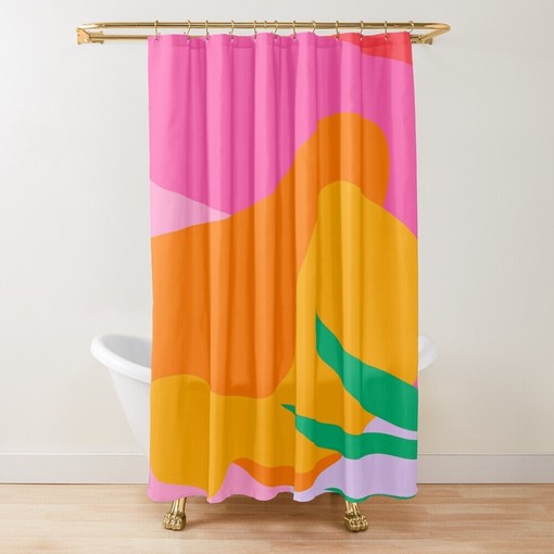 Colorful Disney Tropical Boho Shower Curtain - Abstract Decor with Eco-Friendly Material and Hooks Included - Image 2