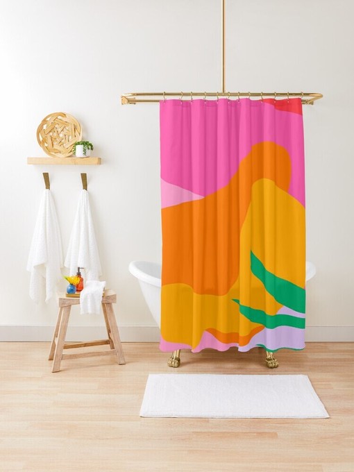Colorful Disney Tropical Boho Shower Curtain - Abstract Decor with Eco-Friendly Material and Hooks Included - Image 3