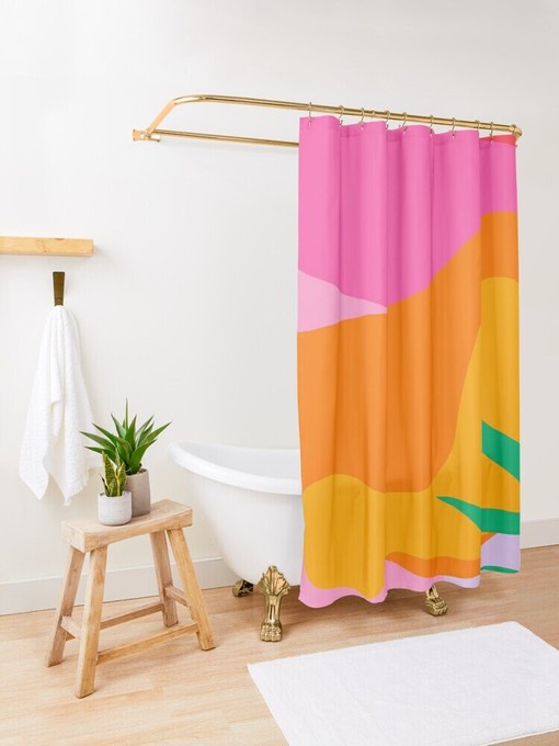 Colorful Disney Tropical Boho Shower Curtain - Abstract Decor with Eco-Friendly Material and Hooks Included - Image 4