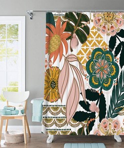 Colorful Floral Bohemian Chic Housewarming Gift Shower Curtain