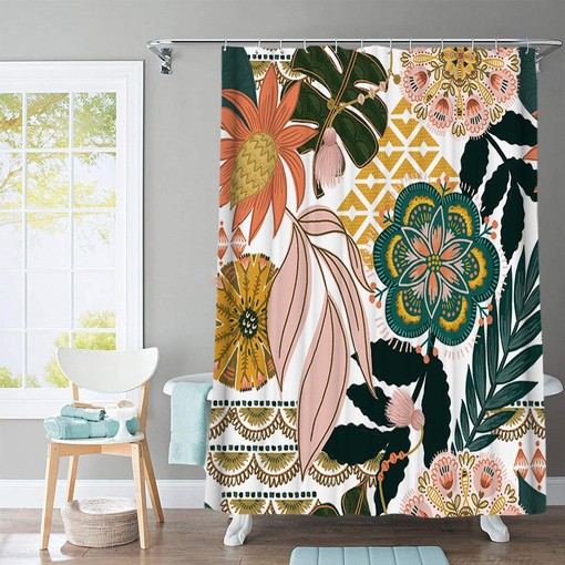 Colorful Floral Bohemian Chic Housewarming Gift Shower Curtain
