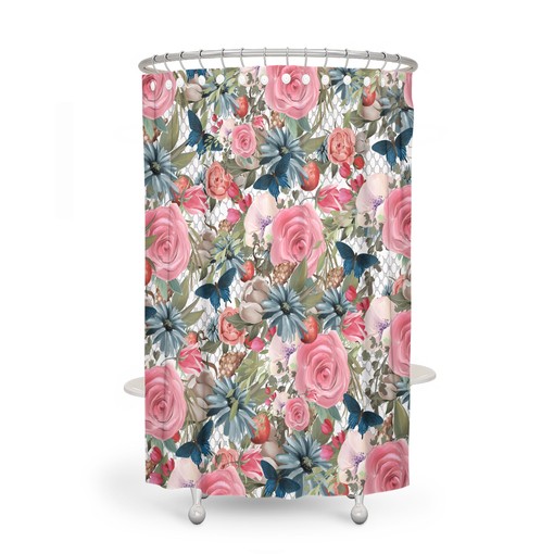 Colorful Floral Butterfly Shower Curtain Set - Vibrant Bath Set with Optional Bathroom Accessories - Image 2