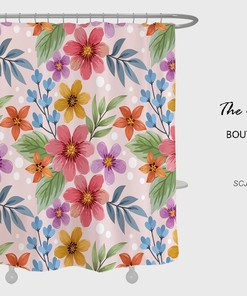Colorful Floral Plant Shower Curtain with Boho Home Decor, Perfect for a Bright and Natural Boho Style