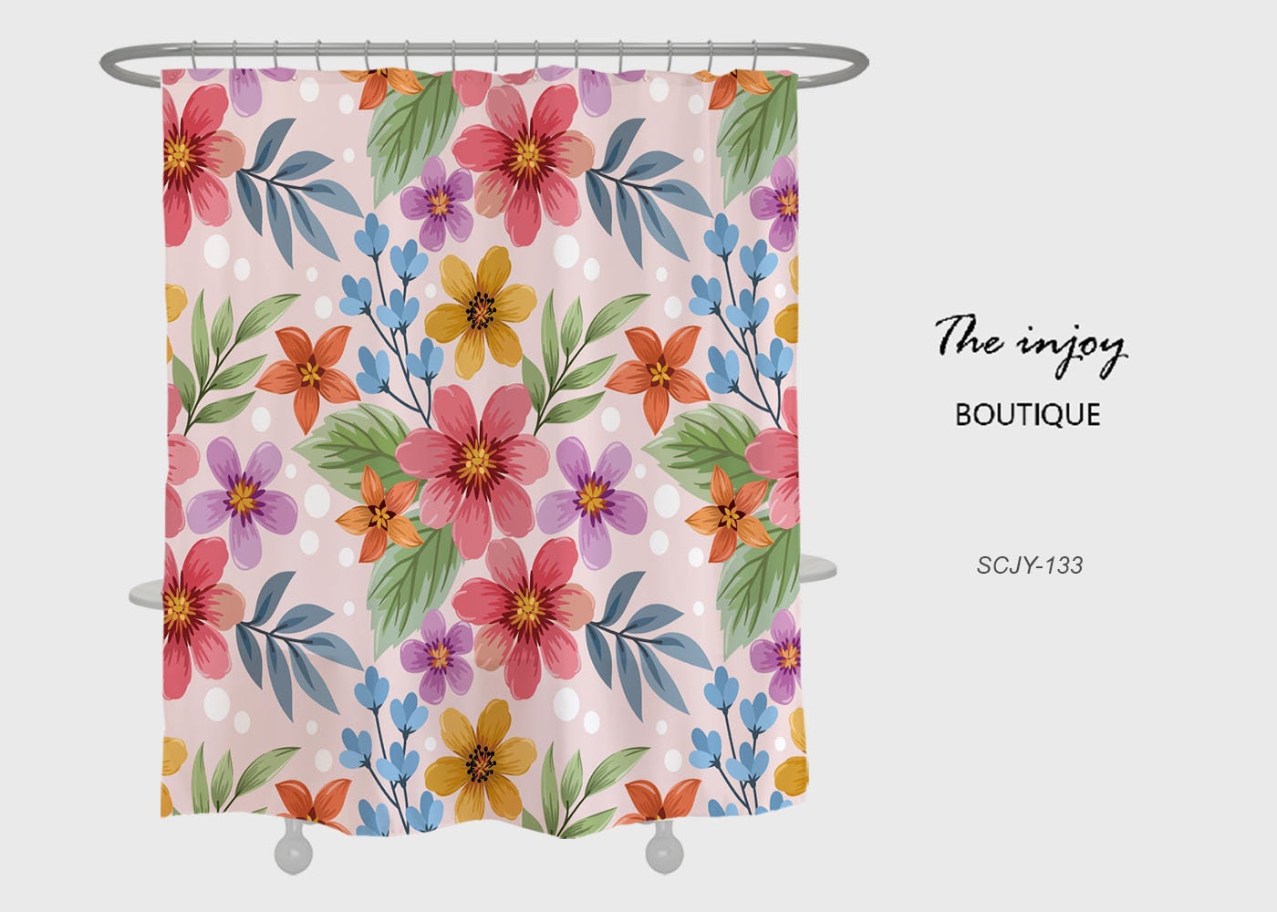 Colorful Floral Plant Shower Curtain with Boho Home Decor, Perfect for a Bright and Natural Boho Style