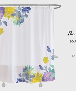 Colorful Flowers Shower Curtain, Spring Yellow Plant Bathroom Decor