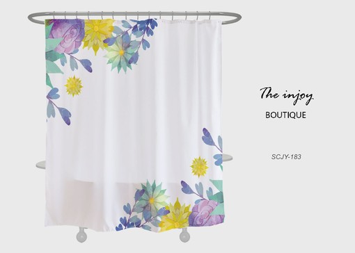 Colorful Flowers Shower Curtain, Spring Yellow Plant Bathroom Decor