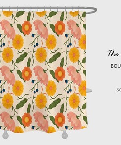 Colorful Flowers Shower Curtain with Customizable Size for Your Colorful Floral Bathroom Decor