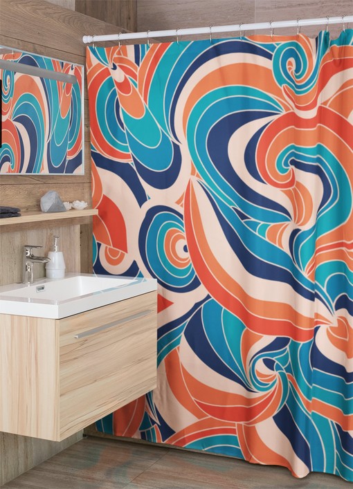 Colorful Groovy Hippie Shower Curtains, Unique Bathroom Decor