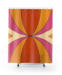 Colorful Groovy Hippie Shower Curtains, Unique Bathroom Decor, Retro Bath Accessory