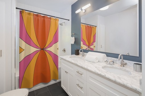 Colorful Groovy Hippie Shower Curtains, Unique Bathroom Decor, Retro Bath Accessory - Image 3