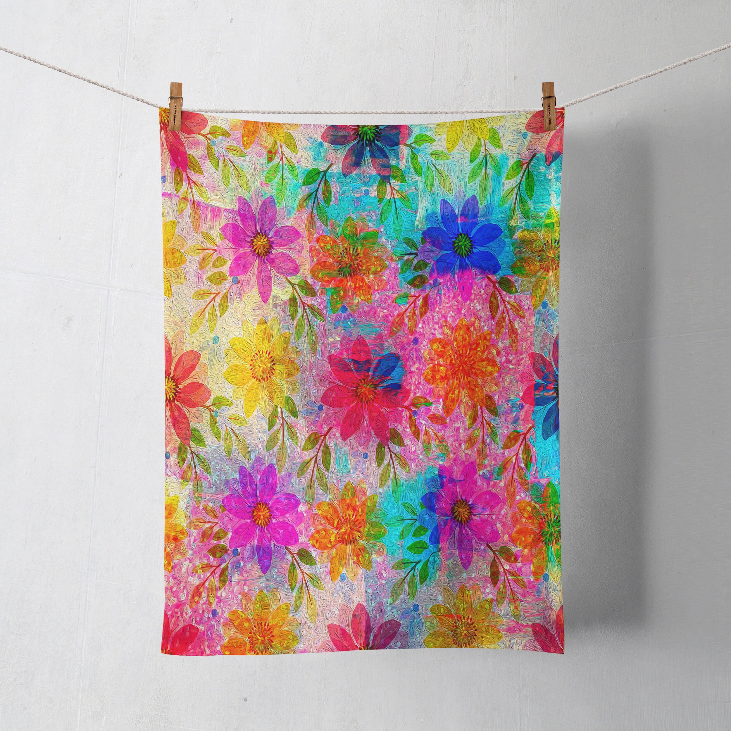 Colorful Hippie Bohemian Floral Shower Curtain | Fabric Bath Decor for Groovy Bathroom - Image 4
