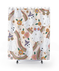 Colorful Hippie Rainbow Shower Curtain, Luxury Bathroom Decor, Peace Love Freedom Design