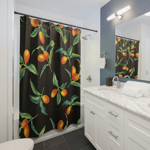 Colorful Kumquat Print Shower Curtain - Add a Pop of Nature to Your Bath