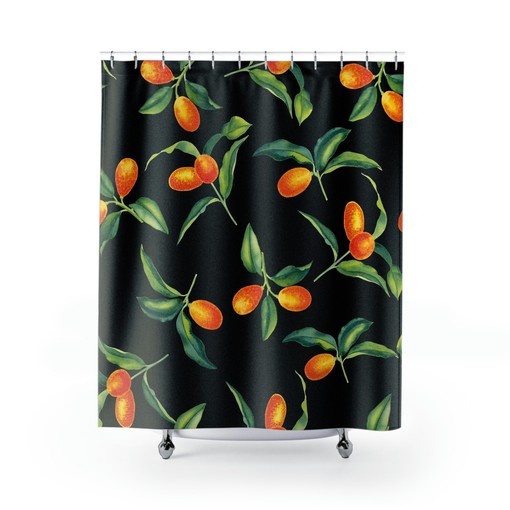 Colorful Kumquat Print Shower Curtain - Add a Pop of Nature to Your Bath - Image 2