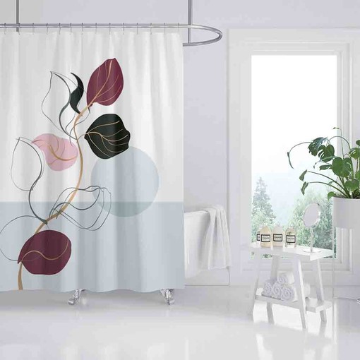 Colorful Leaves Abstract Shower Curtain - Purple Plant Waterproof Bath Decor and Custom Sizes Available - Image 2