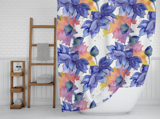 Colorful Lotus Flowers Printed Shower Curtain, Inspirational Bohemian Bathroom Accessories - Image 2