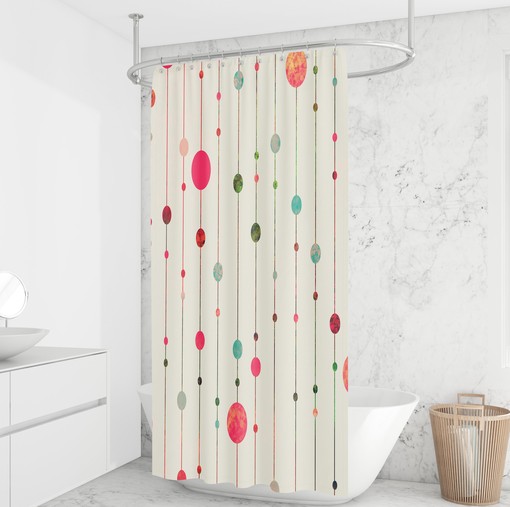Colorful Mid Century Modern Shower Curtain with Matching Bath Towels and Mat Available - Image 2