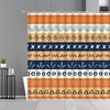 Colorful Mid-century Boho Horizontal Blue Fabric Shower Curtain, Retro Stripe Pattern, Unique Tub Accessory