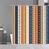 Colorful Mid-century Boho Vertical Blue Fabric Shower Curtain, Retro Stripe Pattern, Unique Tub Accessory