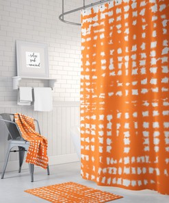 Colorful Orange and White Shower Curtain, Add a Vibrant Touch to Your Bathroom | colorful shower curtains