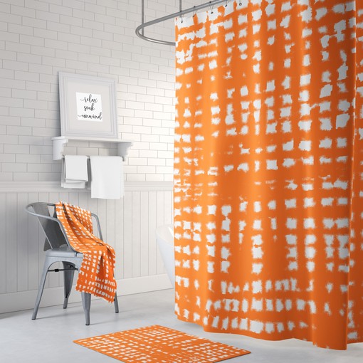 Colorful Orange and White Shower Curtain, Add a Vibrant Touch to Your Bathroom | colorful shower curtains