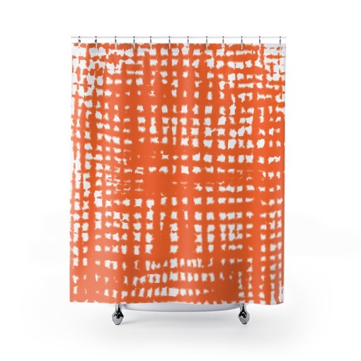 Colorful Orange and White Shower Curtain, Add a Vibrant Touch to Your Bathroom | colorful shower curtains - Image 2
