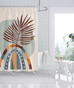 Colorful Palm Leaves Design Boho Rainbow Shower Curtain