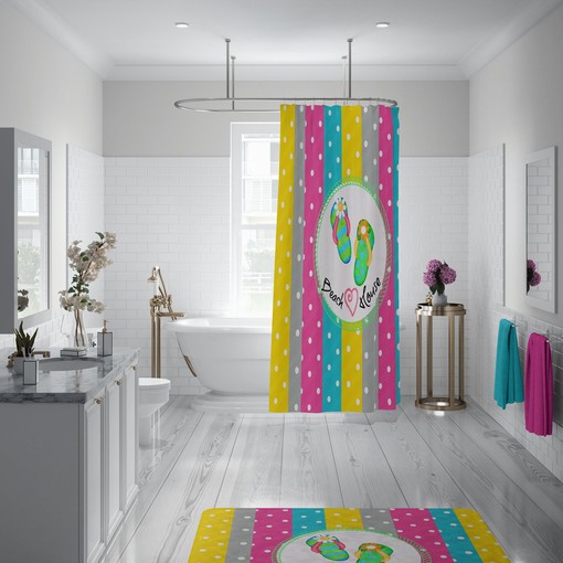 Colorful Polka Dot Beach Theme Shower Curtain Set for Playful Bathroom Decor - Image 2