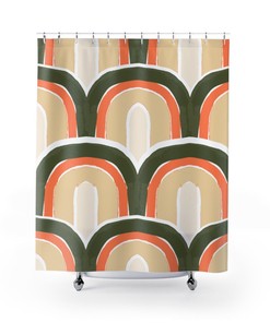 Colorful Rainbow Mid Century Modern Retro Shower Curtain for a Colorful and Fun Bathroom