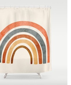 Colorful Rainbow Restroom Shower Curtain, Waterproof and Washable for a Fun Touch in Your Bathroom
