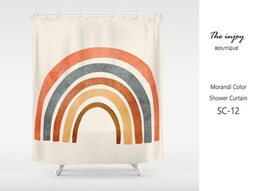 Colorful Rainbow Restroom Shower Curtain, Waterproof and Washable for a Fun Touch in Your Bathroom