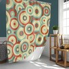 Colorful Retro Circles Shower Curtain, Mid-century Vintage Fabric Bathroom Curtain & Mat, Decorative Retro Accessory
