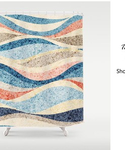 Colorful Sea Wave Dots Print Shower Curtain - Modern Art Bathroom Decor Idea
