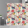 Colorful Spring Bird Shower Curtain | Blue Yellow Fabric | Bathroom Accessories