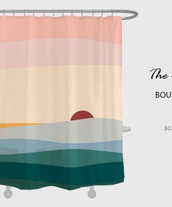 Colorful Sunrise Shower Curtain - Pink and Abstract Waterproof Bath Decor with Hooks and Custom Sizes Available