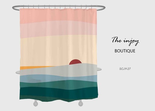Colorful Sunrise Shower Curtain - Pink and Abstract Waterproof Bath Decor with Hooks and Custom Sizes Available