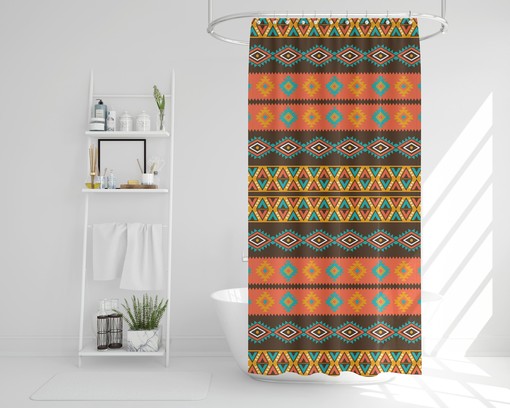 Colorful Tribal Bohemian Shower Curtain / Eclectic Boho Bathroom Decor / Boho Chic Interior Design