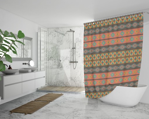 Colorful Tribal Bohemian Shower Curtain / Eclectic Boho Bathroom Decor / Boho Chic Interior Design - Image 3