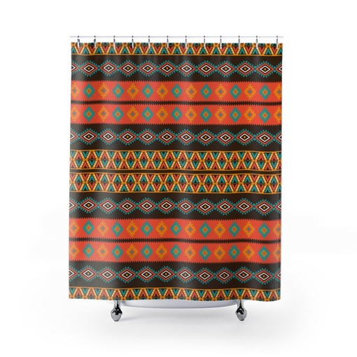 Colorful Tribal Bohemian Shower Curtain / Eclectic Boho Bathroom Decor / Boho Chic Interior Design - Image 4