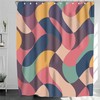 Colorful Vintage Retro Abstract Shower Curtain, Boho Pink Blue Yellow Bathroom Curtain, Unique Bath Accessory
