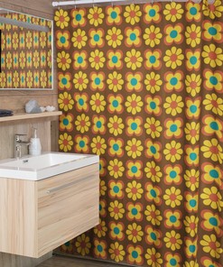 Colorful and Fun Groovy 60's 70's Hippie Retro Flowers Shower Curtain for Unique Look