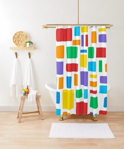 Colorful and Tropical Boho Shower Curtain - Featuring Abstract Design and Eco-Friendly Material with Hooks Included