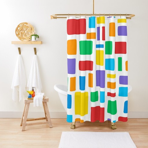 Colorful and Tropical Boho Shower Curtain - Featuring Abstract Design and Eco-Friendly Material with Hooks Included - Image 2