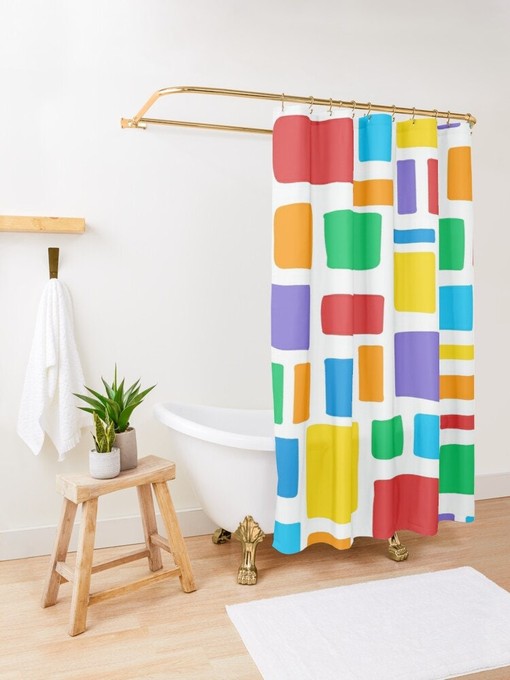 Colorful and Tropical Boho Shower Curtain - Featuring Abstract Design and Eco-Friendly Material with Hooks Included - Image 3