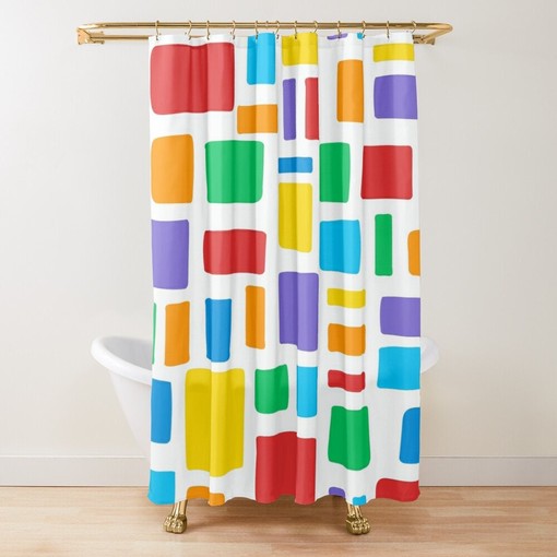 Colorful and Tropical Boho Shower Curtain - Featuring Abstract Design and Eco-Friendly Material with Hooks Included - Image 4