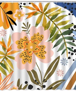 Colorful and Unique Design Watercolor Boho Floral Shower Curtain