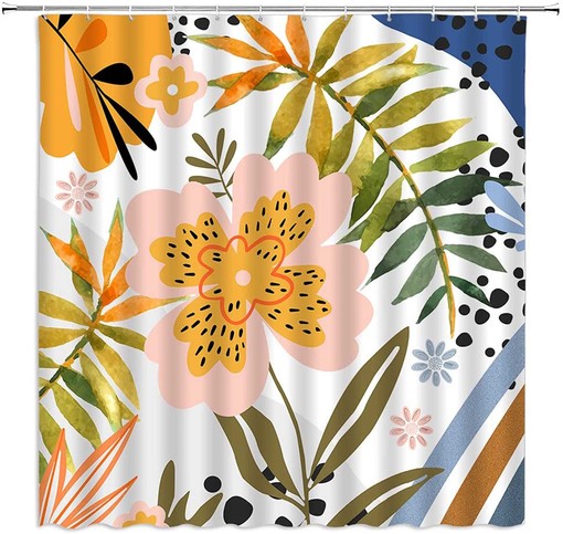 Colorful and Unique Design Watercolor Boho Floral Shower Curtain